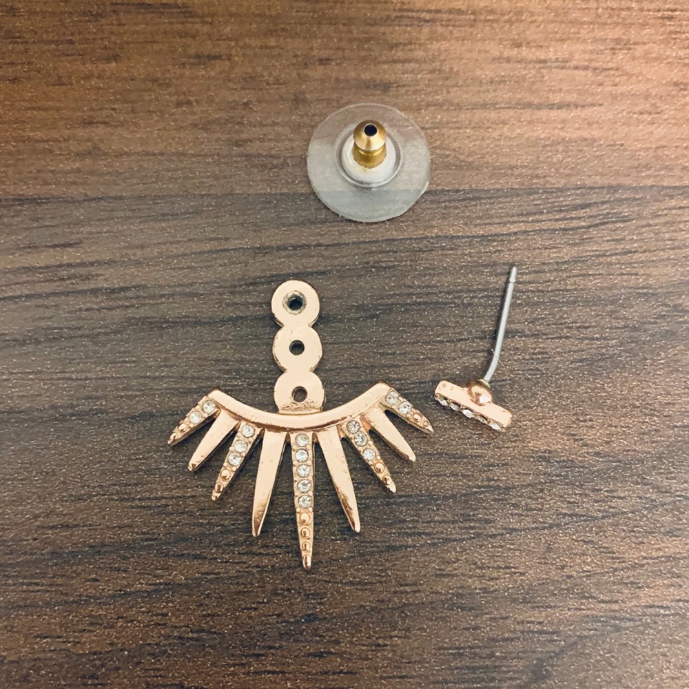 BaubleBar Rose Gold Sunburst Crystal Drop Earrings - Picture 2 of 4